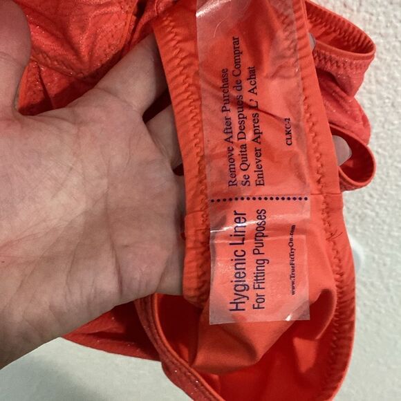 NWT-Trina Turk-Peach & gold- High Neck One Piece Swimsuit- side cut outs-Size 12 - Picture 15 of 16